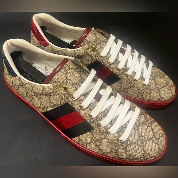 GUCCI ACE GG SUPREME RED SNEAKER | SIZE 8G 9US | 429445 - Picture 1 of 13